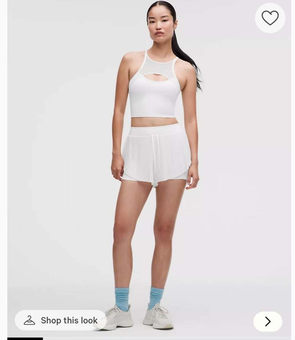 Lululemon Ace Advantage High-Rise Pleated Tennis Short 2" White LARGE